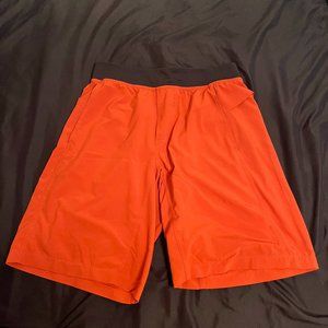 Lululemon Orange/Black Pace Breaker Linerless Shorts 9" Men's Medium